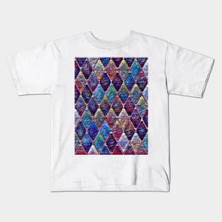 Multicoloured Diamond Scale Pattern Kids T-Shirt